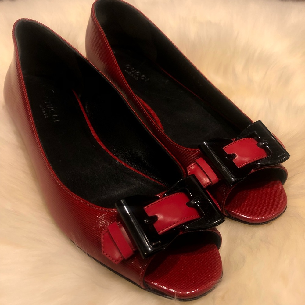 GUCCI Red Ballerina Flats with BOX + Dustbag